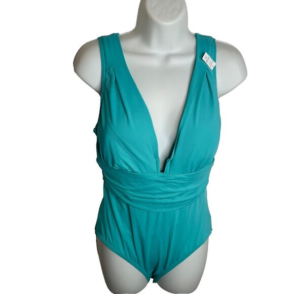 Coco Reef Women's Emerald Bra-Sized One-Piece Swimsuit Size 12/36D blue - Picture 2 of 9